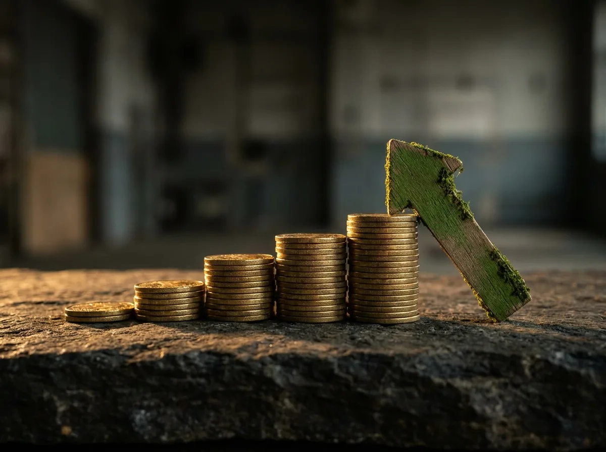 Stos złotych monet ułożony schodkowo — symbol limitów i transz wypłaty